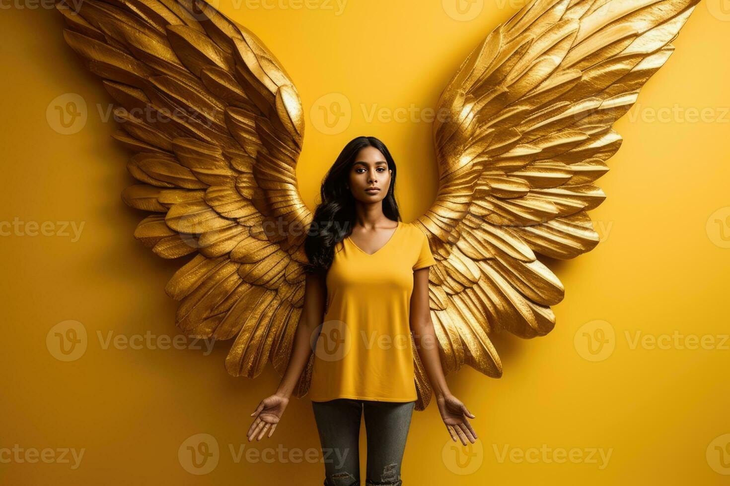 AI generated Beautiful woman with angel wings photo