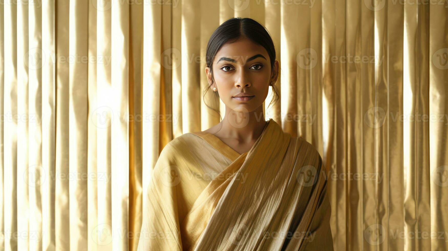 AI generated The Enchanting Beauty of a Woman in a Yellow Gown photo