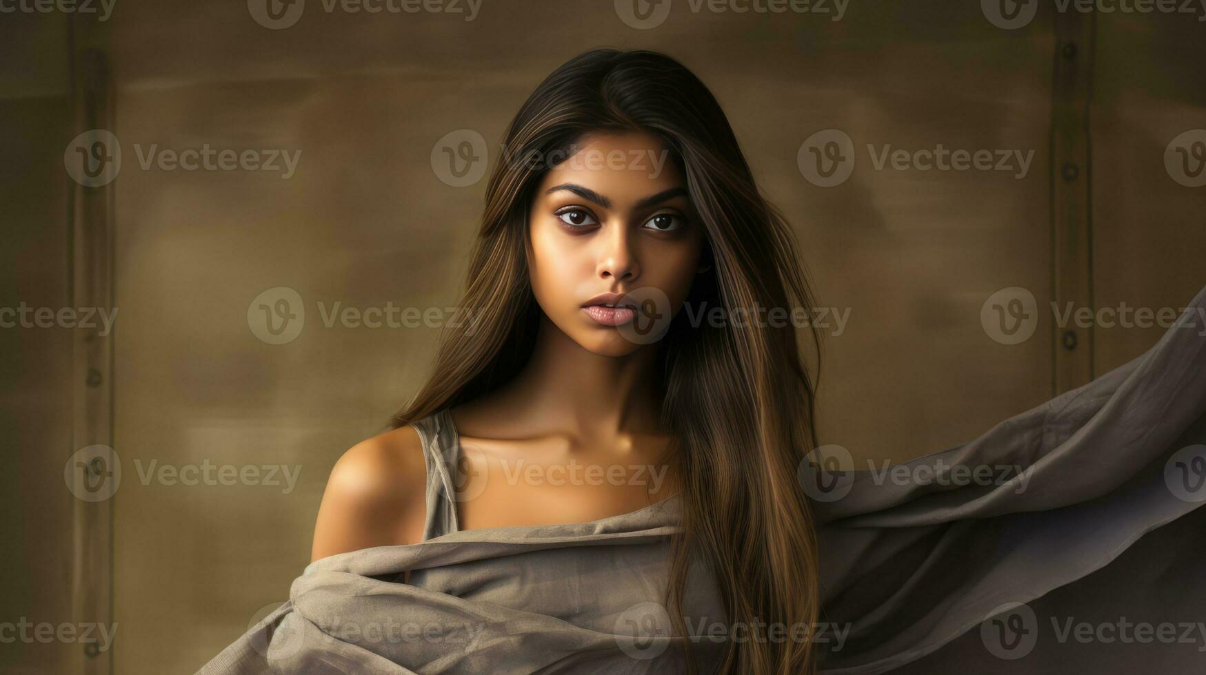 AI generated Elegant woman with long hair photo