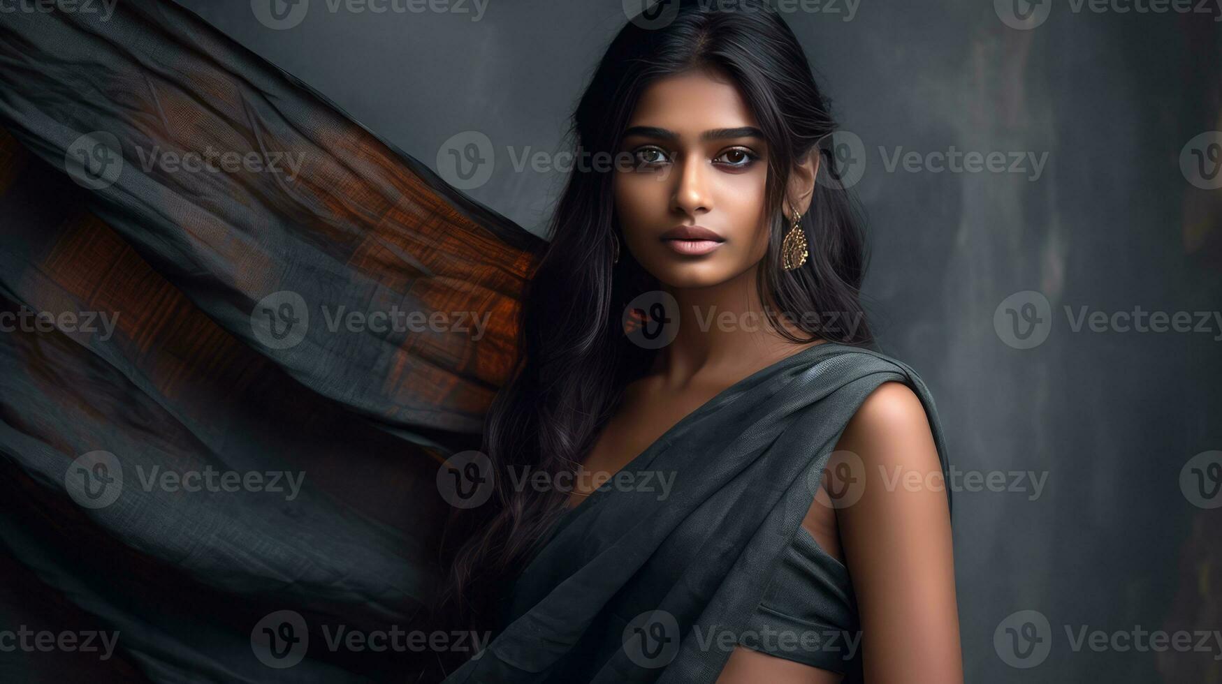 AI generated Elegant Indian Woman in a Sari photo