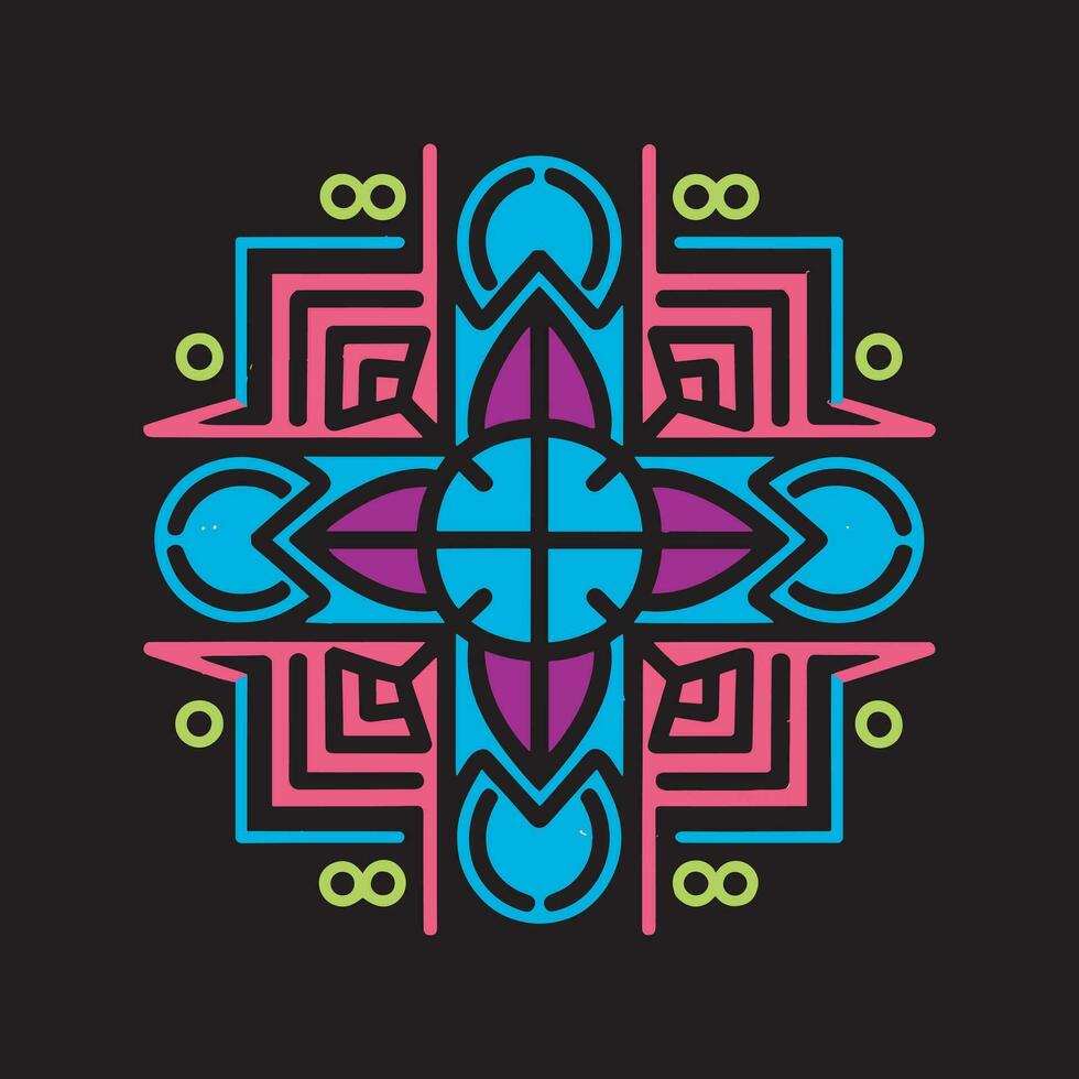 Psychedelic vibrant t shirt design. Psychedelic geometric pattern t shirt design for business. Geometric pattern design. vector