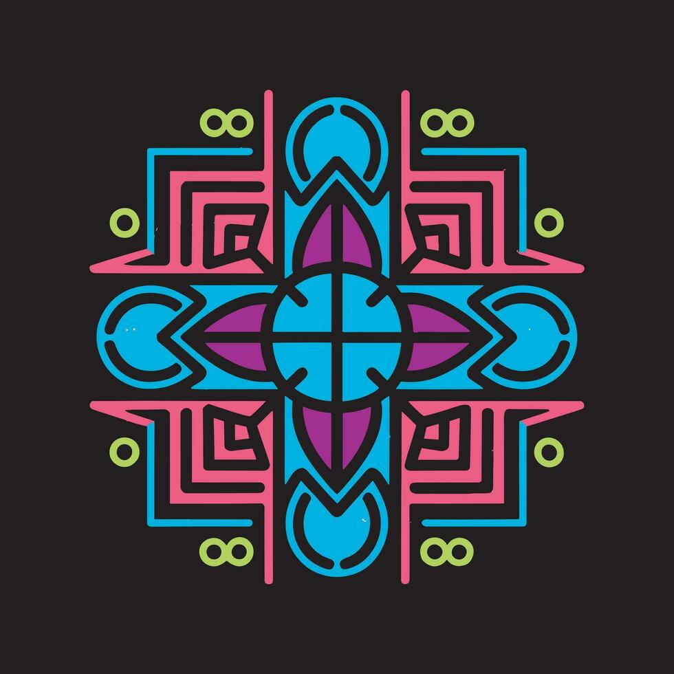 Psychedelic vibrant t shirt design. Psychedelic geometric pattern t shirt design for business. Geometric pattern design. vector