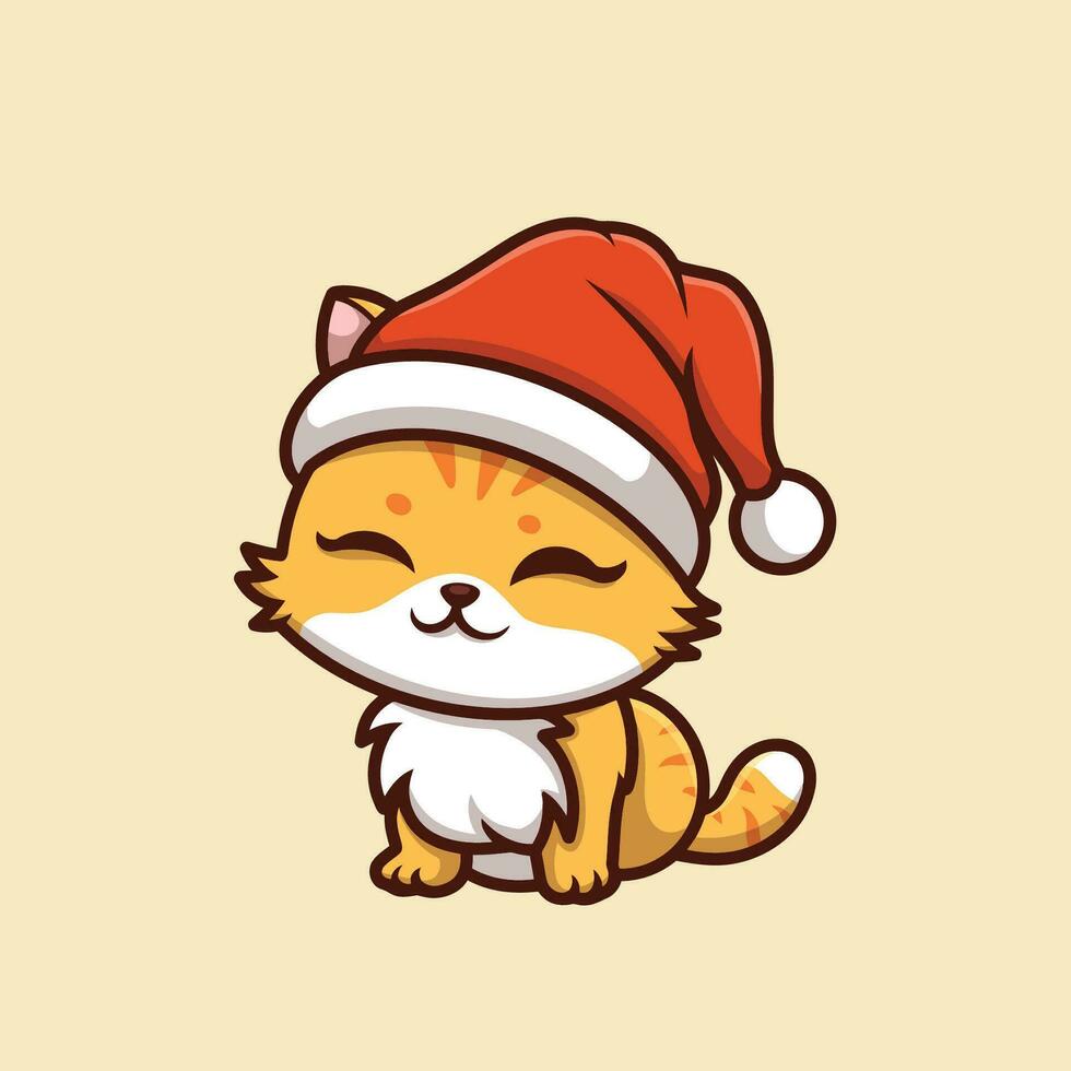 Orange Kitten Christmas Cartoon Illustration vector