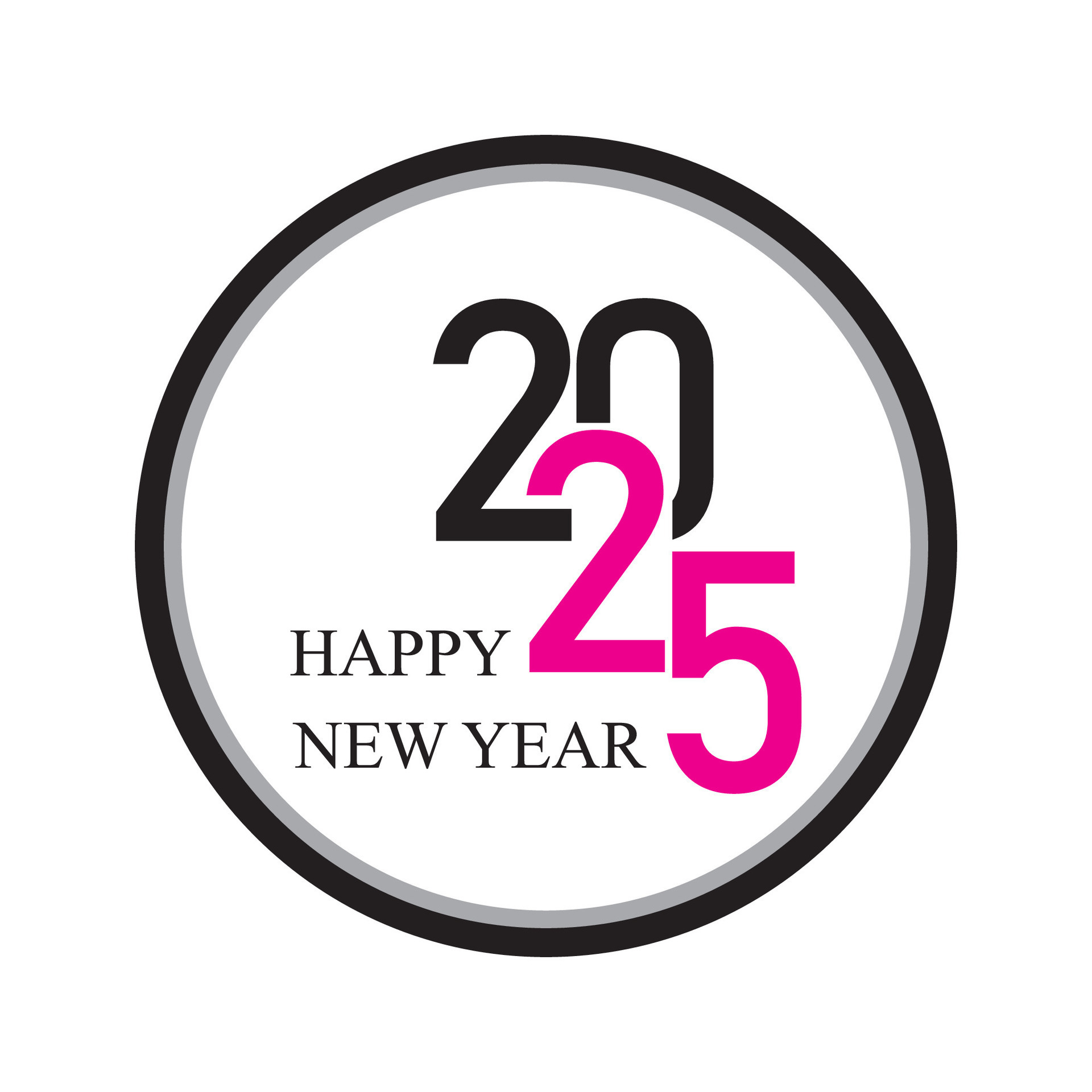 Happy New Year 2025 text design. Cover of business diary for 2025 with