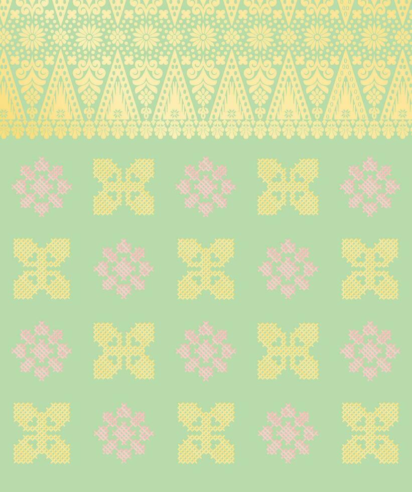 verde Songket tradicional sin costura modelo vector