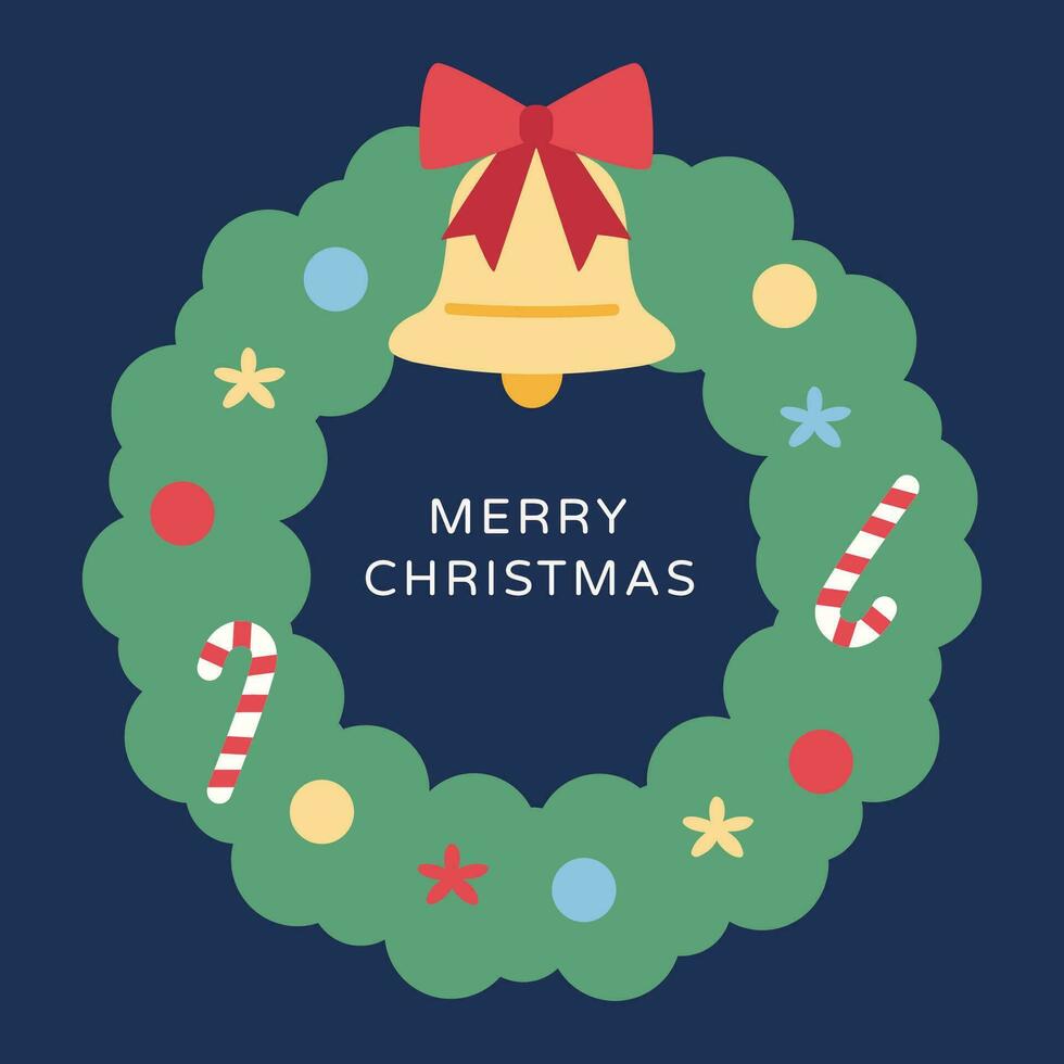 christmas wreath card vector