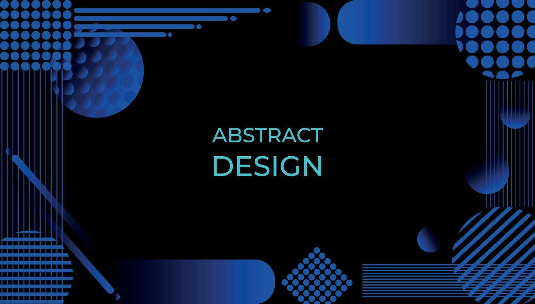 Modern line art business template with blue abstract background on soft dark background. vector