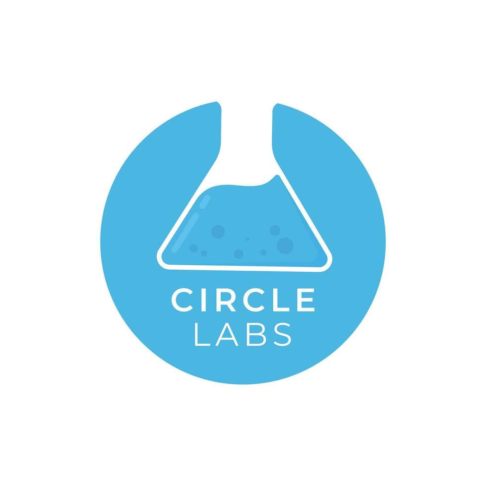 Negative Space Circle Labs Erlenmayer object laboratory simple science logo, Consider incorporating a stylized, clean and minimalist design vector