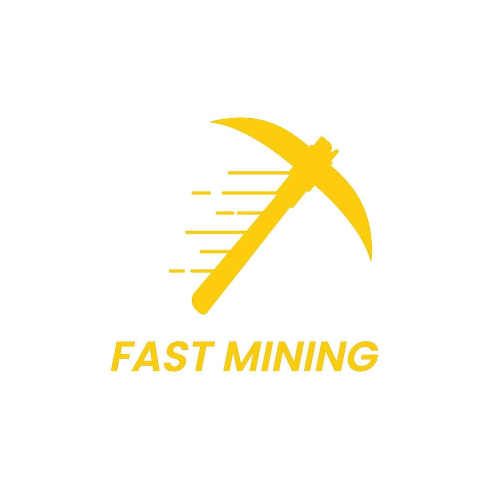 Fast Mining Pickaxe object mining simple logo, professional clean and minimalist design, isolated by white color vector