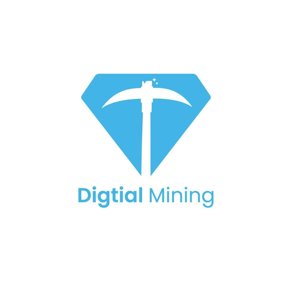 Diamond Mining Pickaxe object mining simple logo, professional clean and minimalist design, isolated by white color vector
