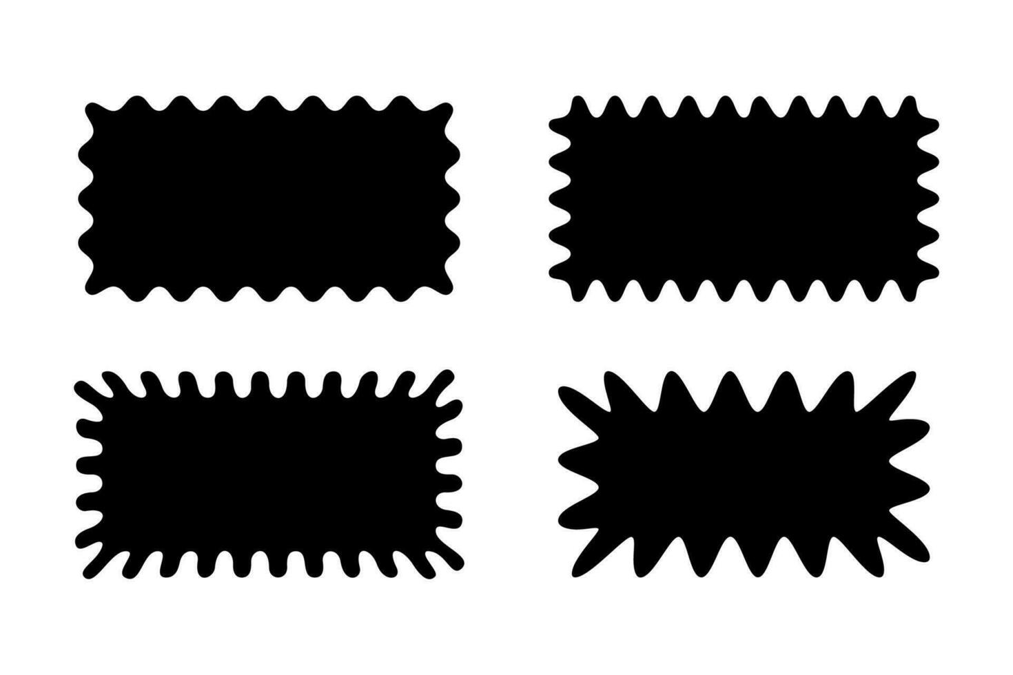 A groovy frame with a wavy edge and a simple y2k border rectangular shape. It has a retro aesthetic zigzag text box silhouette. Design elements for a social media story or post. Vector illustration.