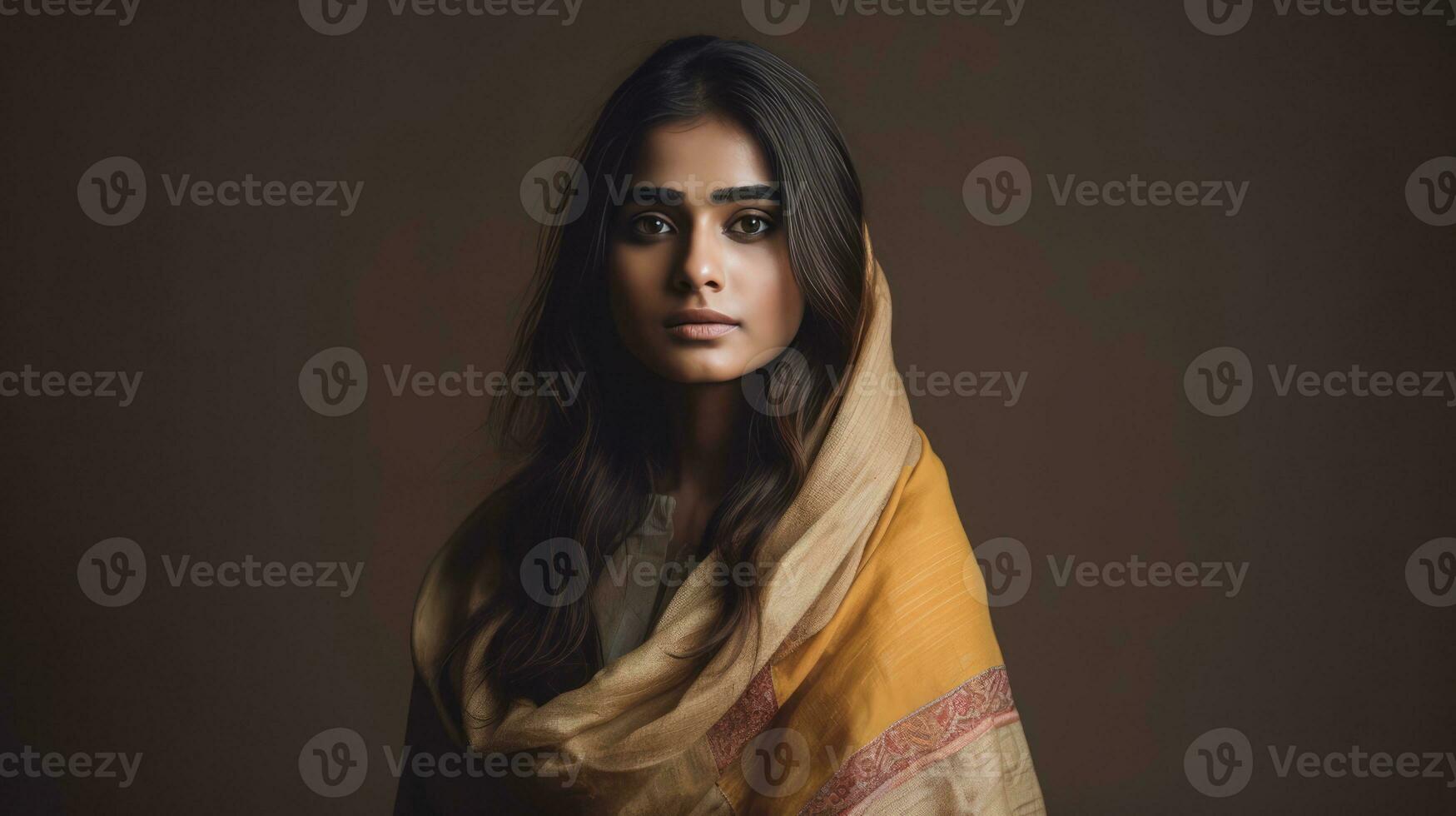 AI generated Elegant Indian Woman in Traditional Attire photo