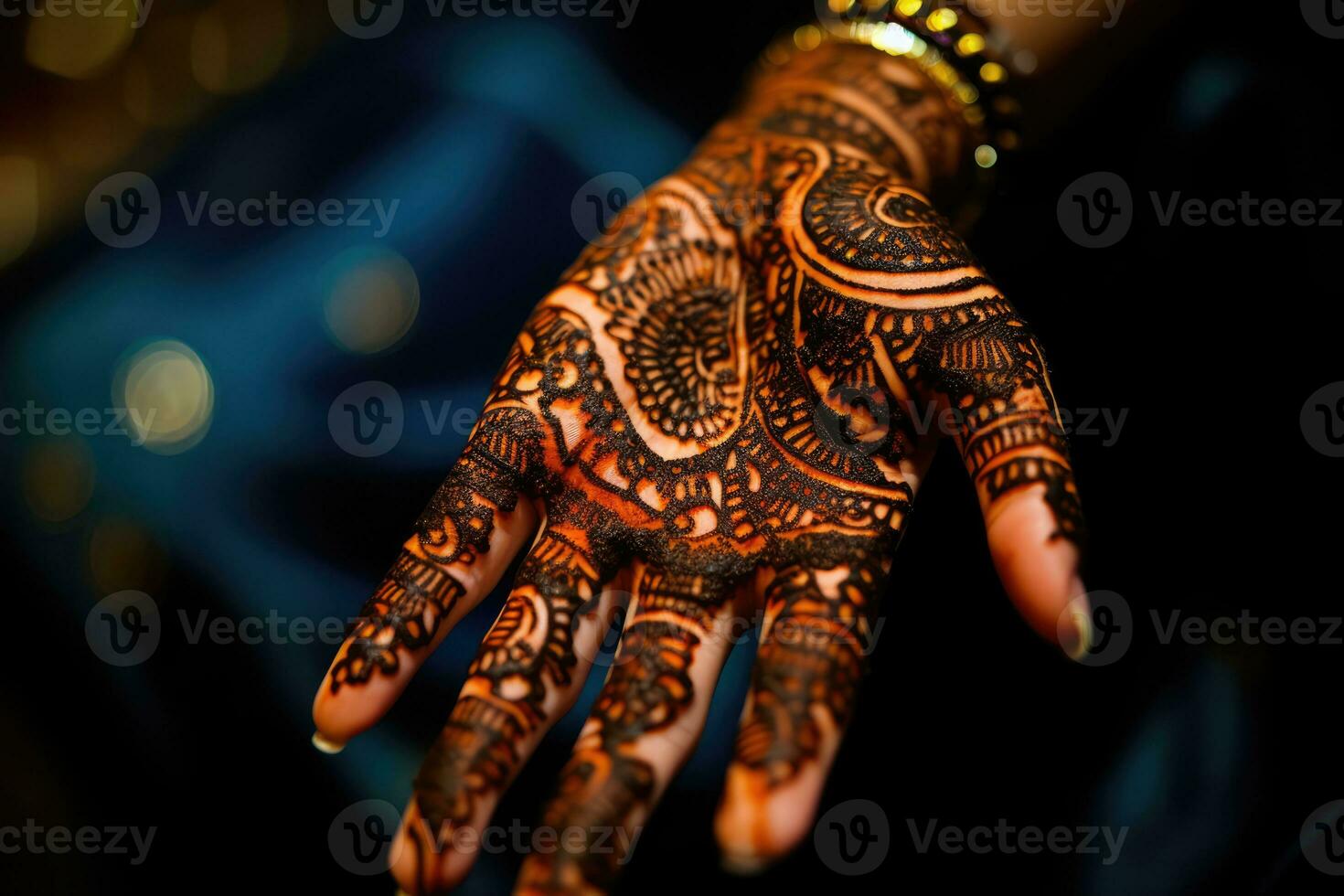 AI generated Beautiful henna design on a woman's hand photo