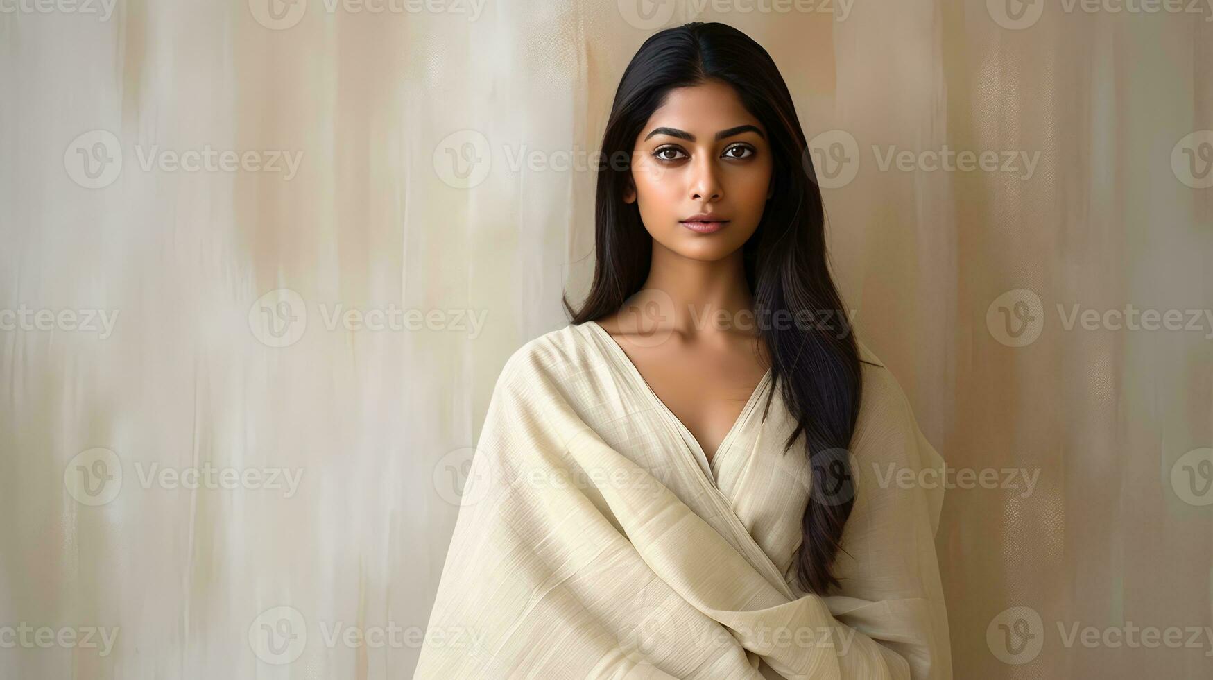 AI generated Beautiful woman in a white shawl photo