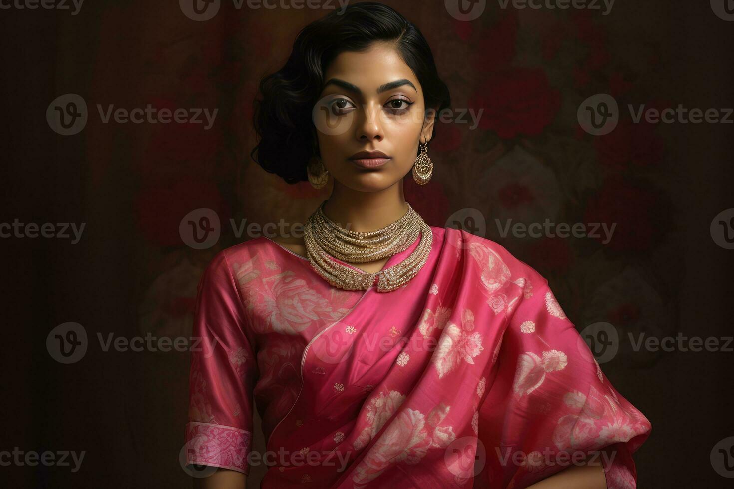 AI generated Elegant Indian Woman in Pink photo