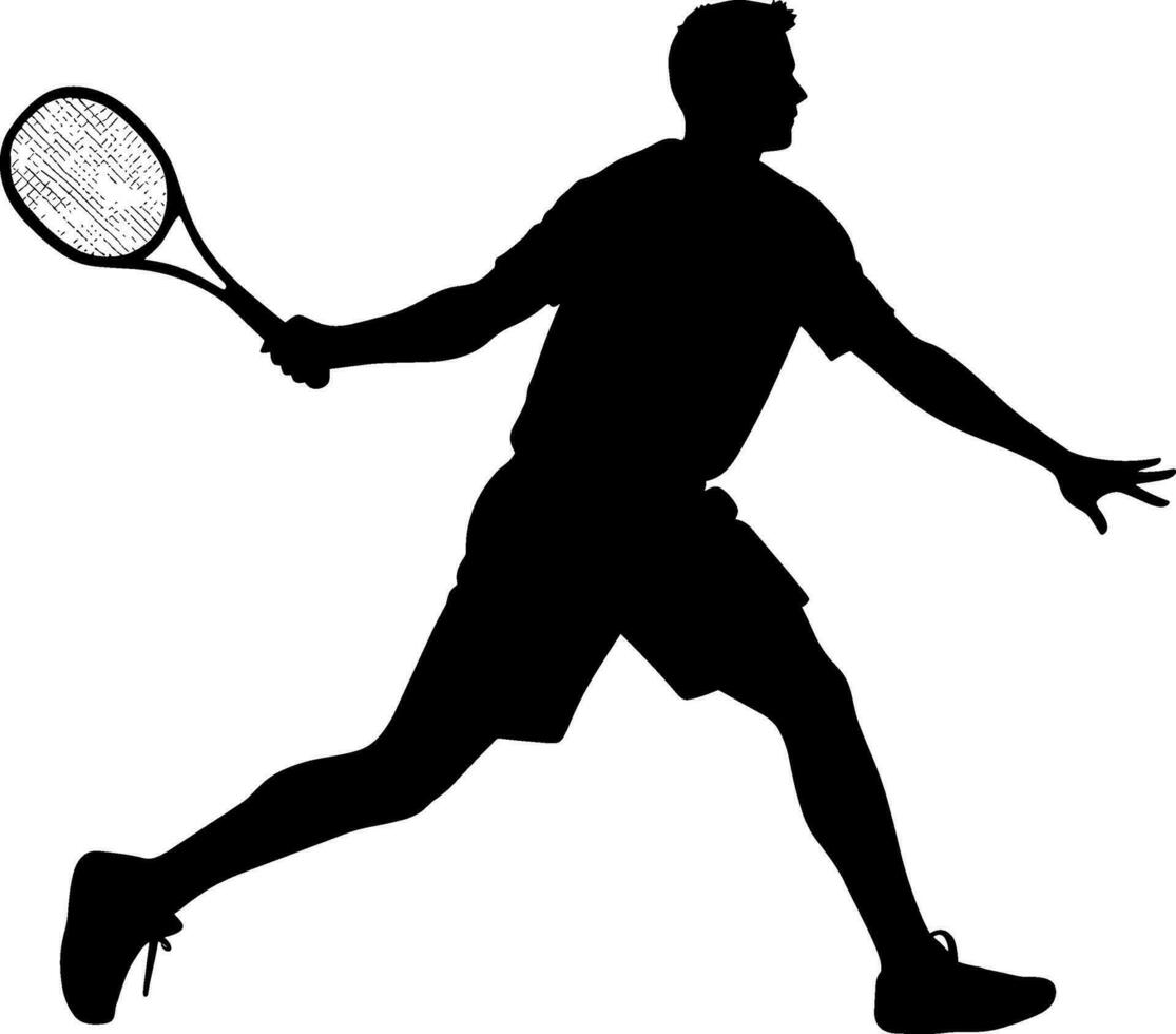 A tennis player man silhouette sports person design element. AI generated illustration. vector