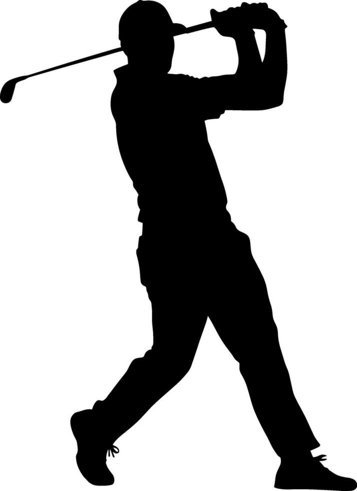 Silhouette golf golfer golfing action illustration sport. AI generated illustration. vector