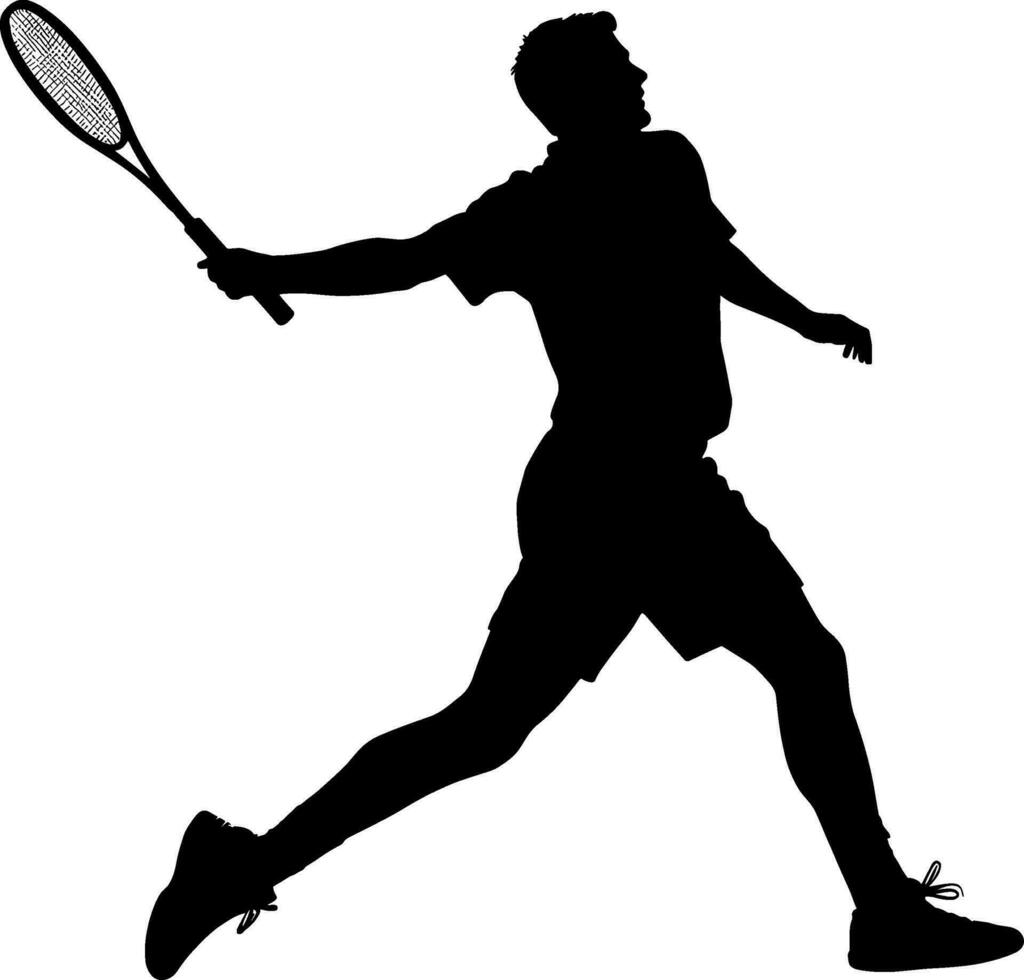 A tennis player man silhouette sports person design element. AI generated illustration. vector