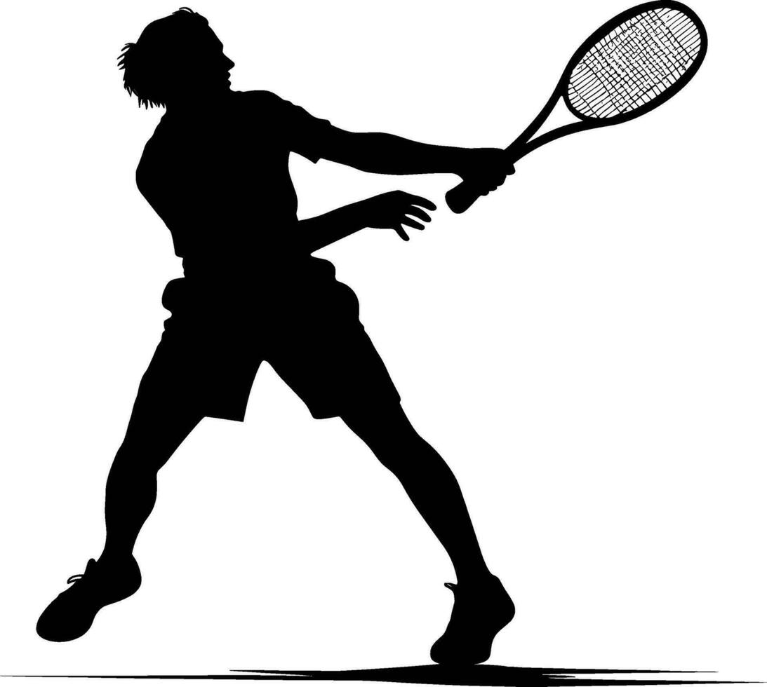 A tennis player man silhouette sports person design element. AI generated illustration. vector