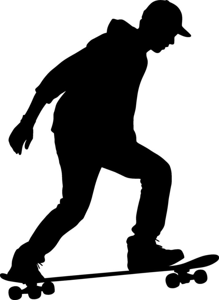 Black silhouette of an athlete skateboarder in a jump. AI generated illustration. vector