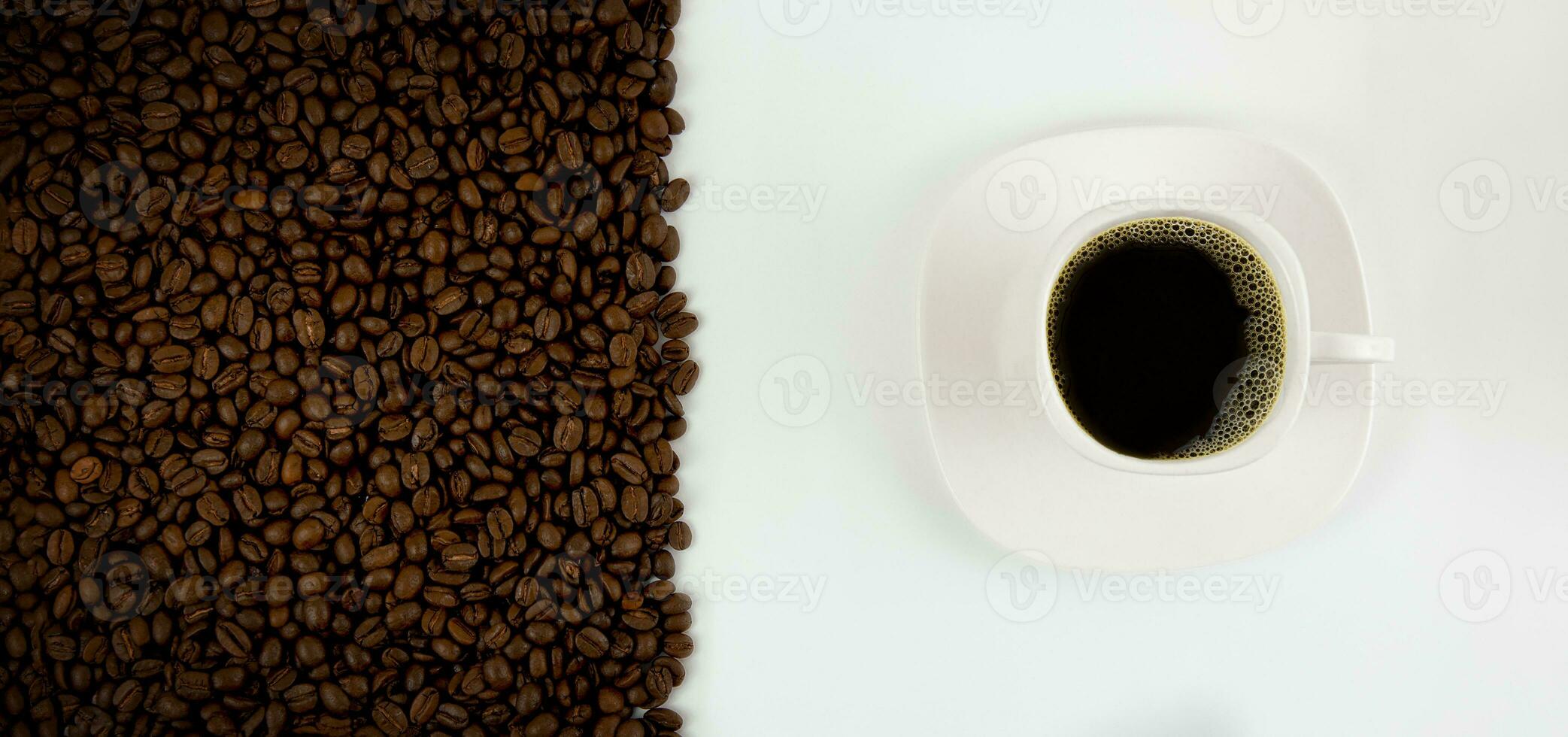 Coffee beans background. Coffee beans on a white background, copy space. photo