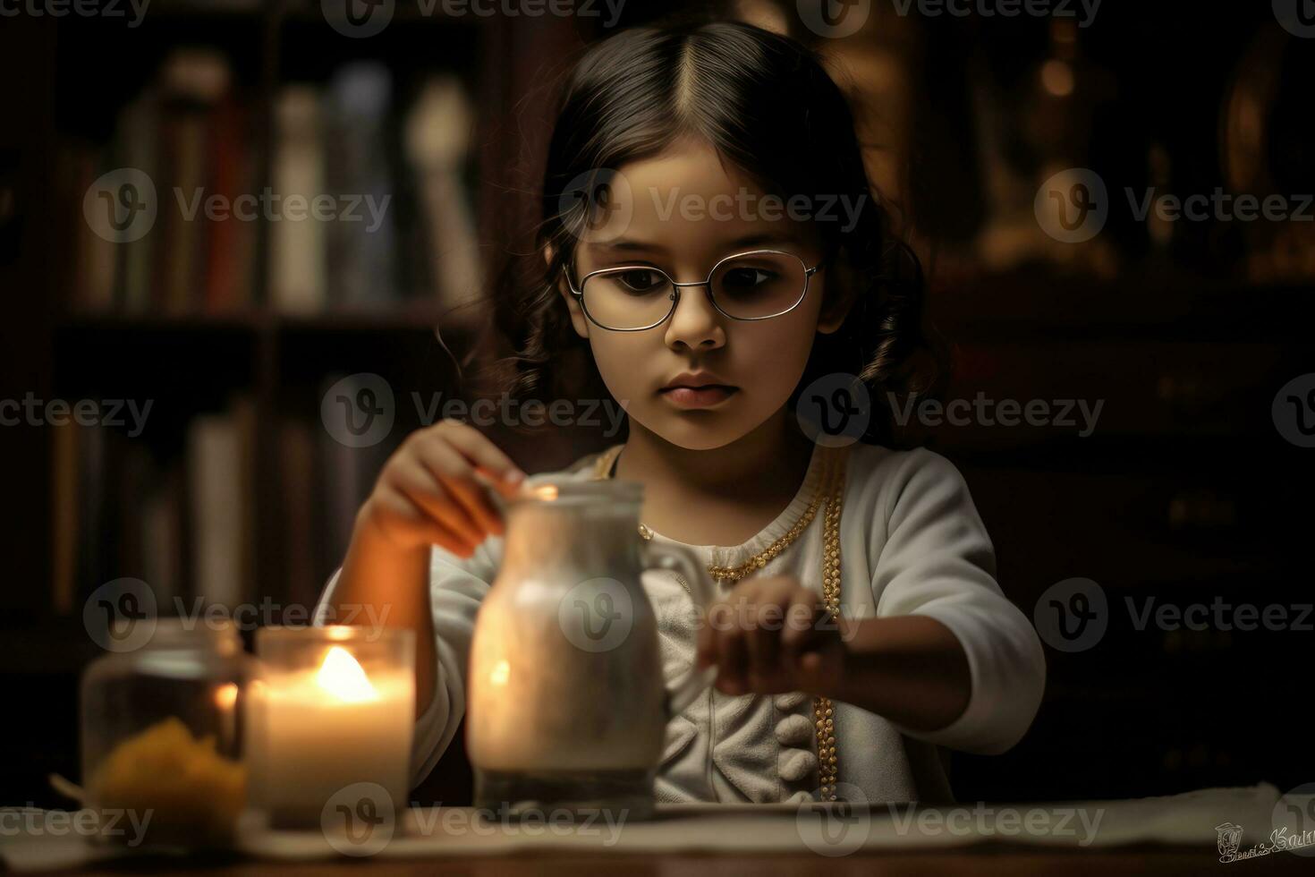The Little Girl with Glasses and a Candle photo