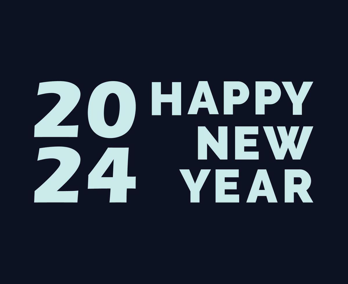 Happy New Year 2024 Abstract Cyan Graphic Design Vector Logo Symbol Illustration With Blue Background