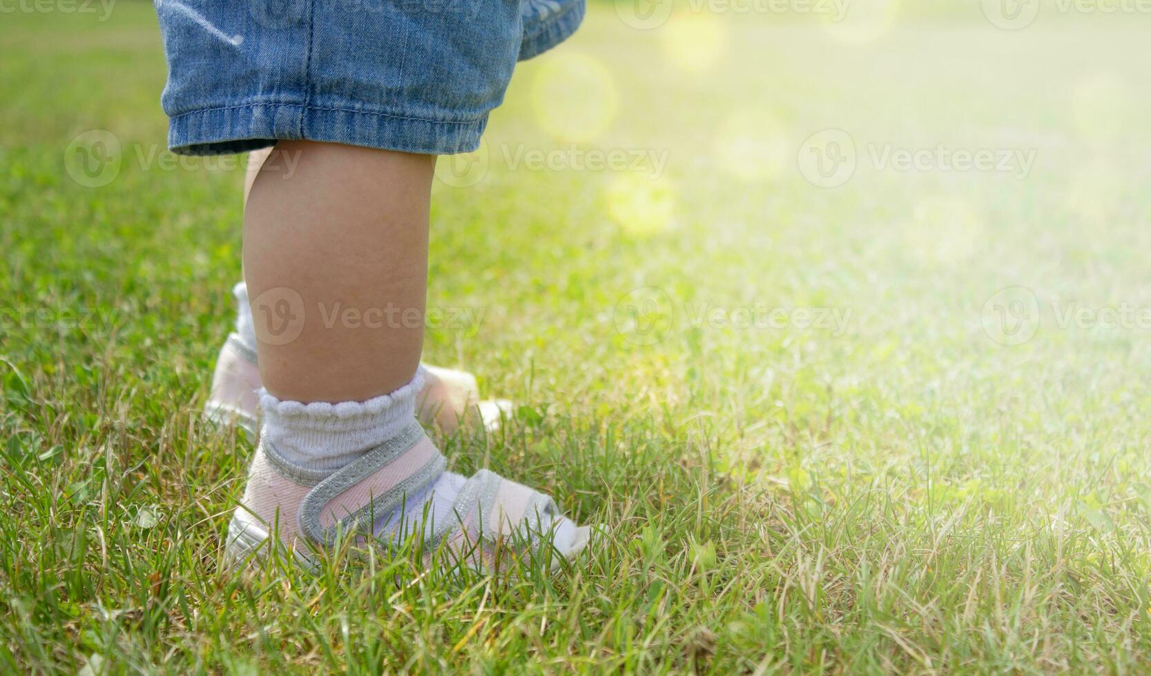 The first steps of the kid. photo