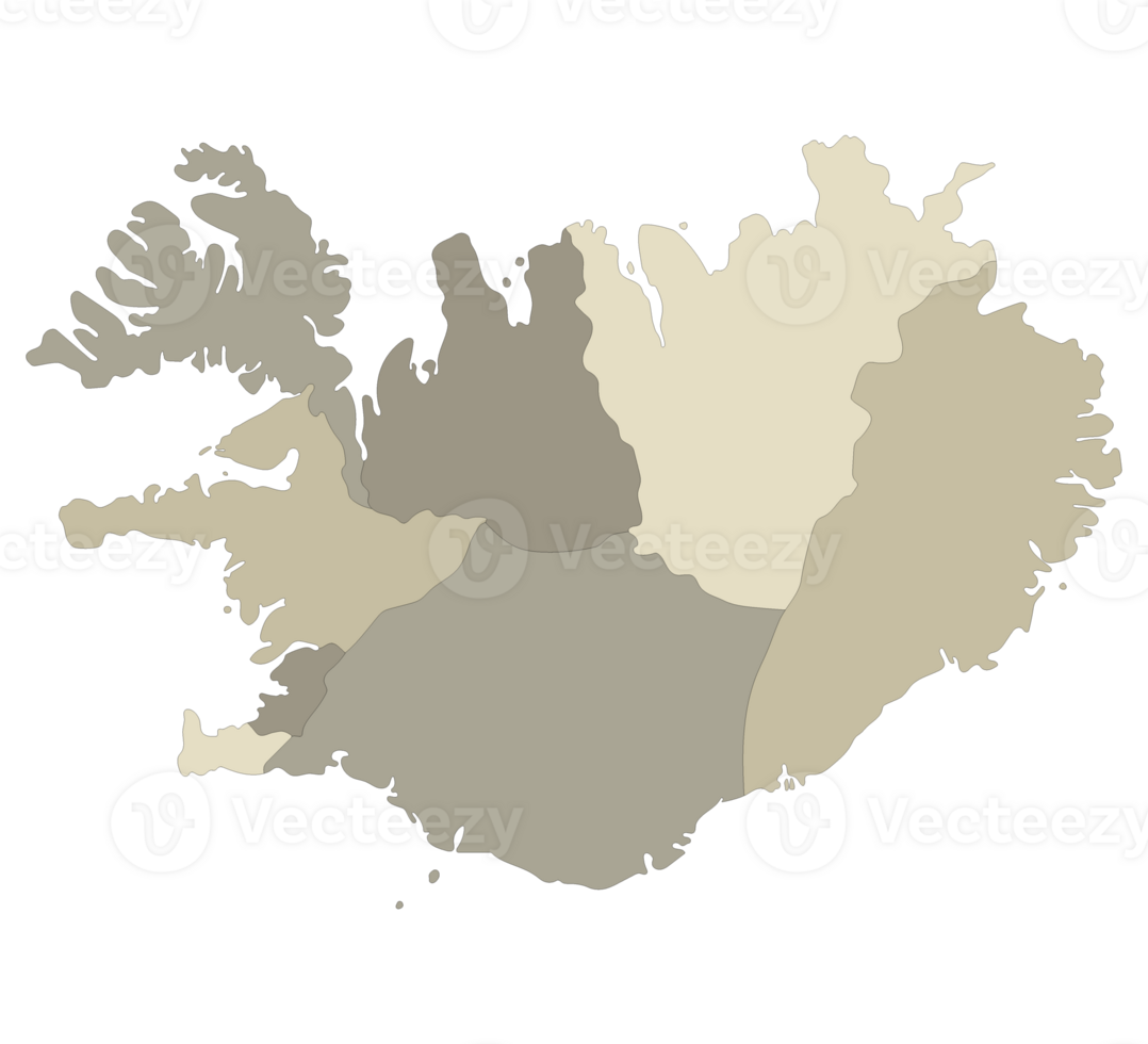Island Karte. Karte von Island im administrative Regionen png