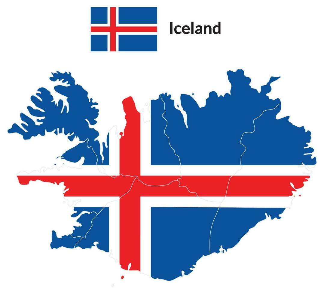 Iceland map. Map of Iceland with Iceland flag vector