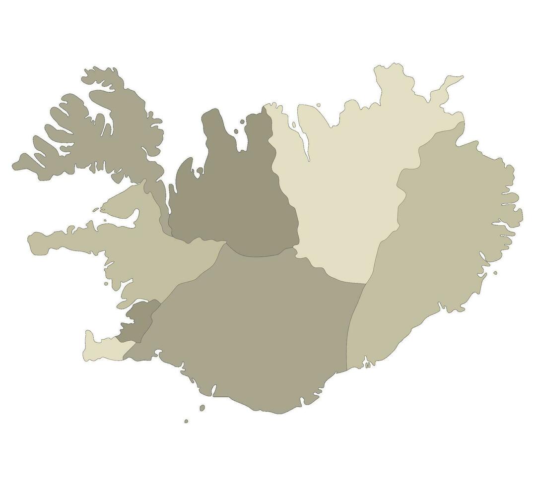 Iceland map. Map of Iceland in administrative regions vector