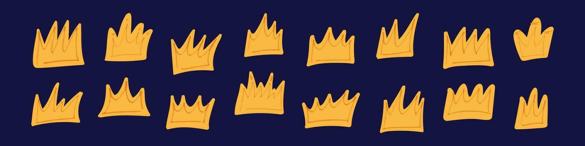 Hand drawn doodle crown, icon of kings, queens, and princesses. Sketch illustration royal in doodle style. Flat vector illustration isolated on white background.