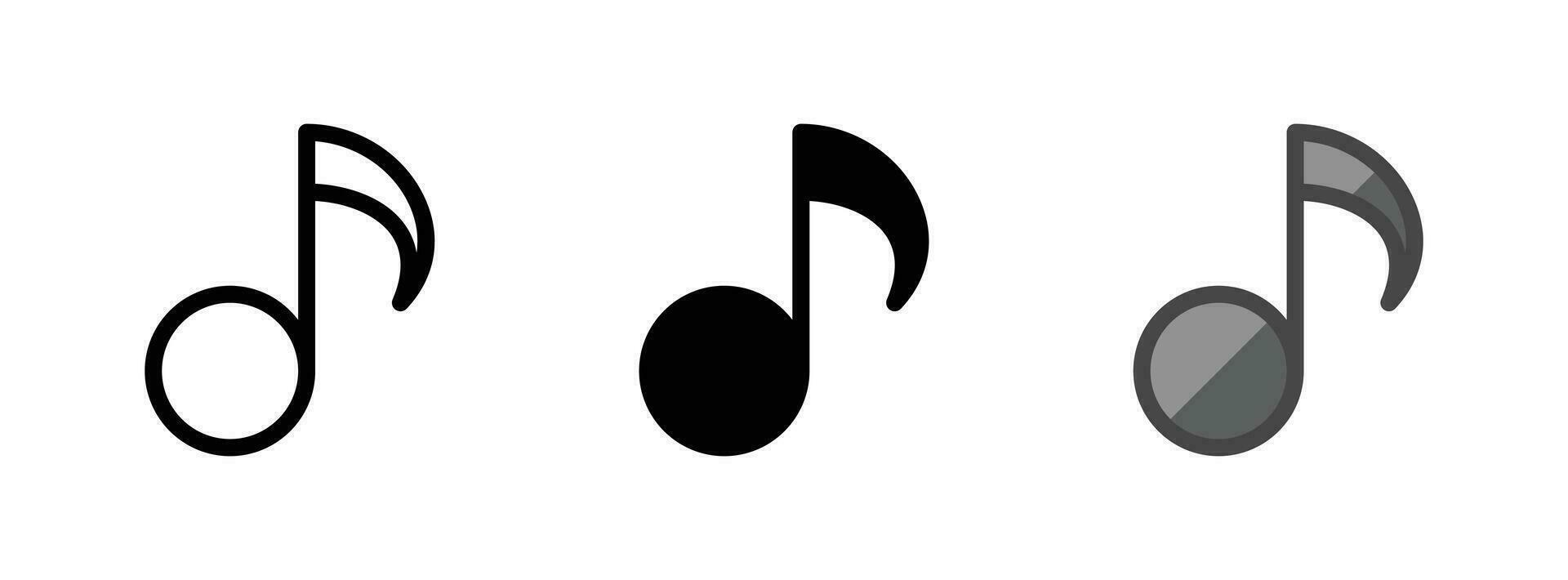 Multipurpose Music Note Icon in Outline, Glyph, Filled Outline Style vector