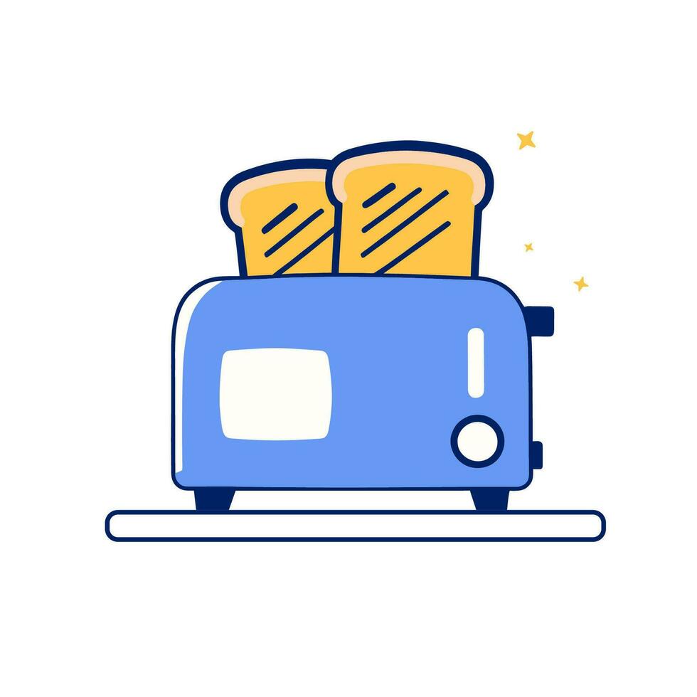 Toaster with two toasts, flat vector illustration.