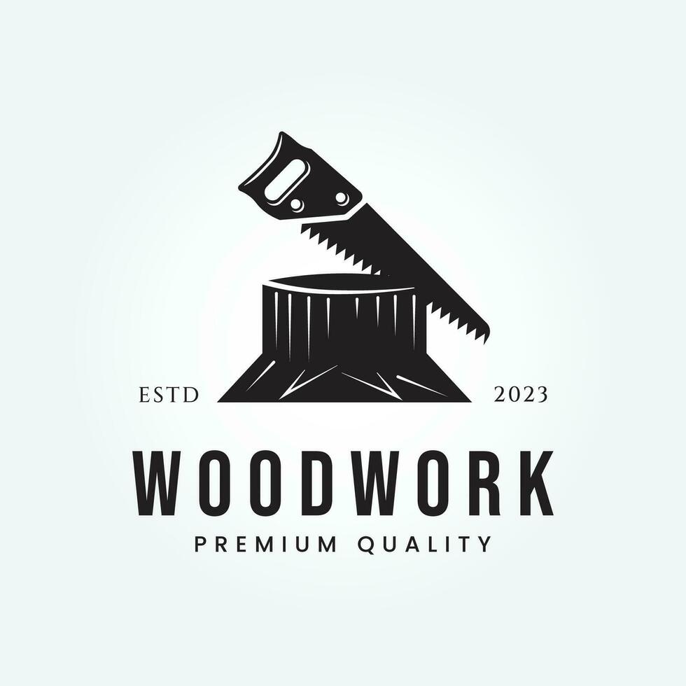 logo carpentry woodwork with saw logo vector concept illustration template design