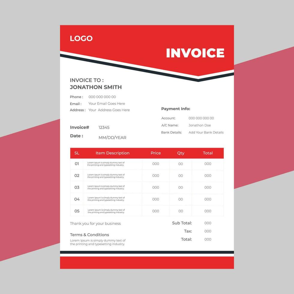 Geometric architecture project invoice vector