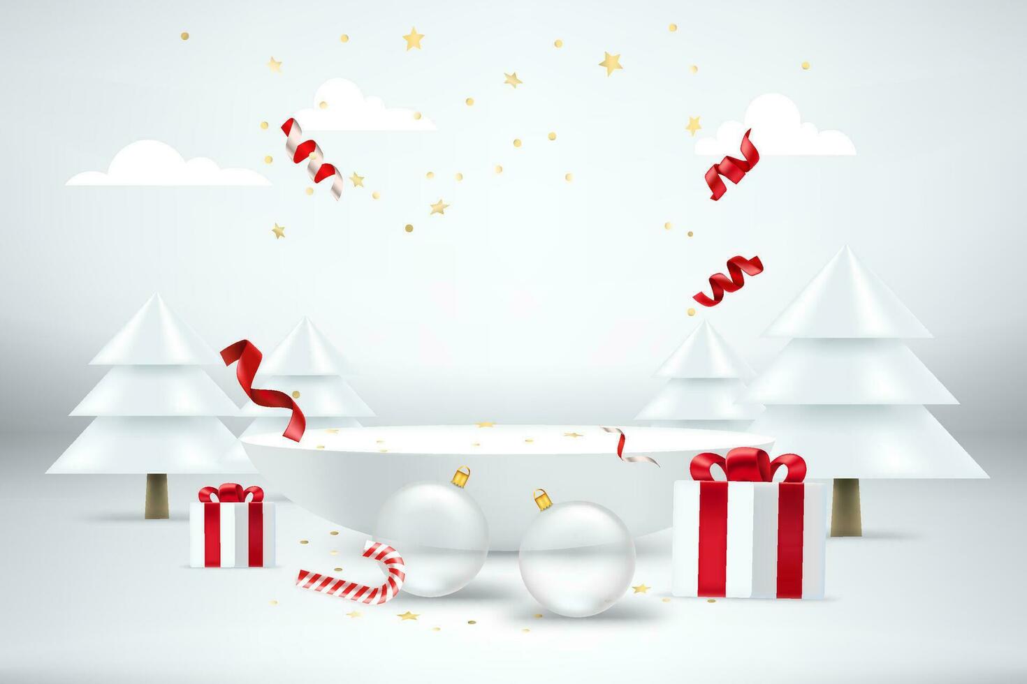 Happy new 2022 year concept. Bright room with holiday elements and copy space. 3d style vector banner
