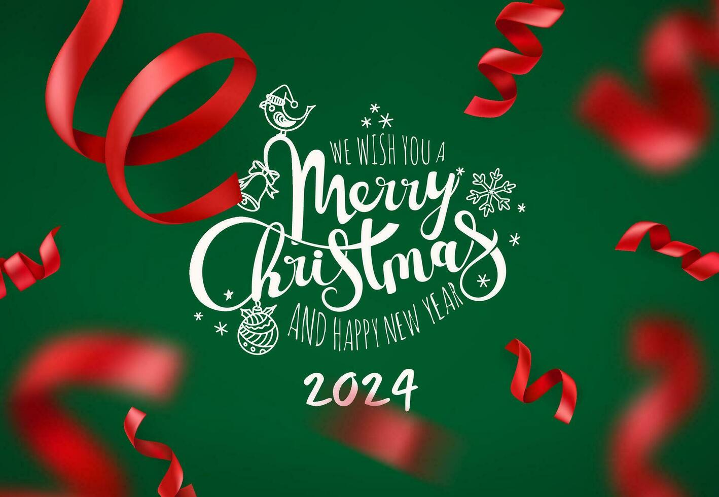 We wish you a Merry Christmas and Happy New 2024 Year vector