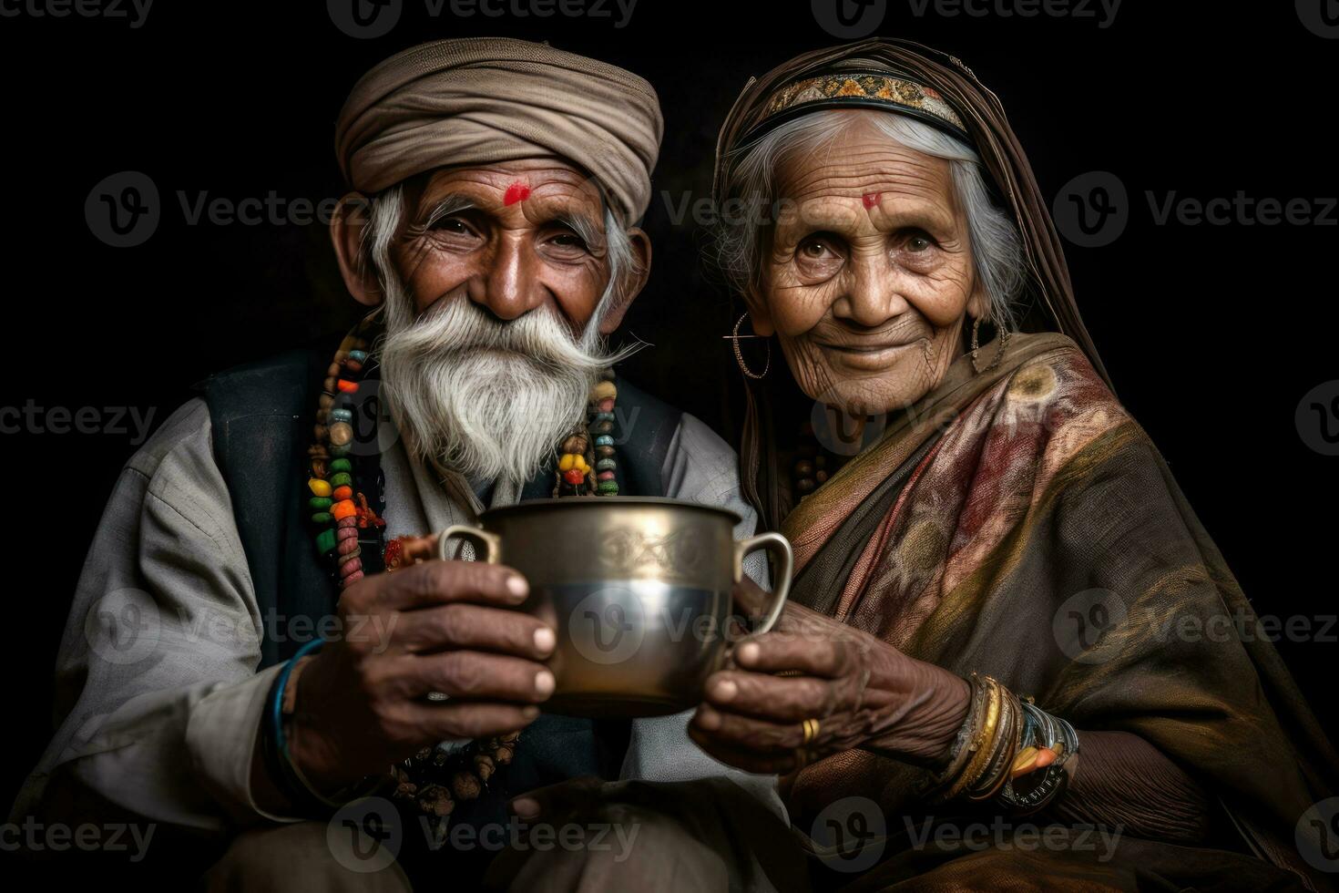 ai generado el último enlace - antiguo hombre y antiguo mujer compartir un precioso momento foto