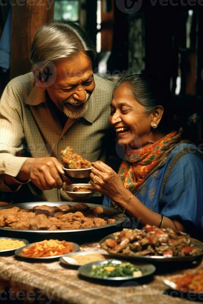 AI generated An Old Couple Sharing a Meal photo