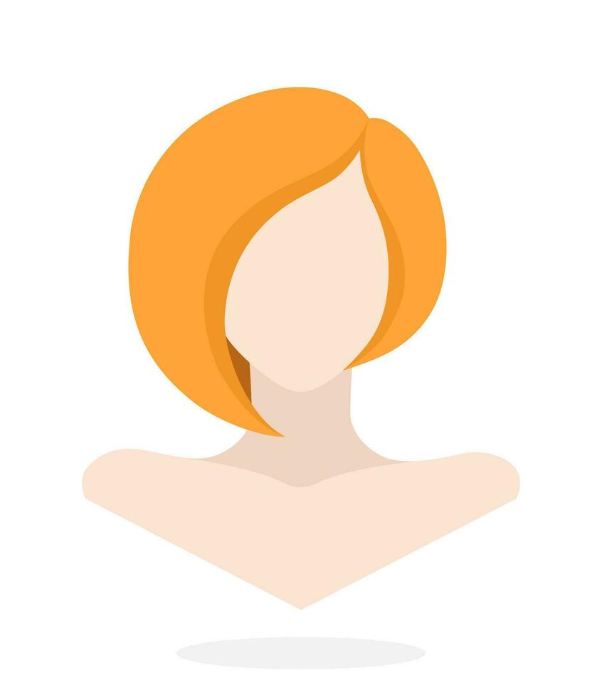 Flat style avatar of Caucasian women with bob hairstyle. Vector Illustration. Design element isolated on white background