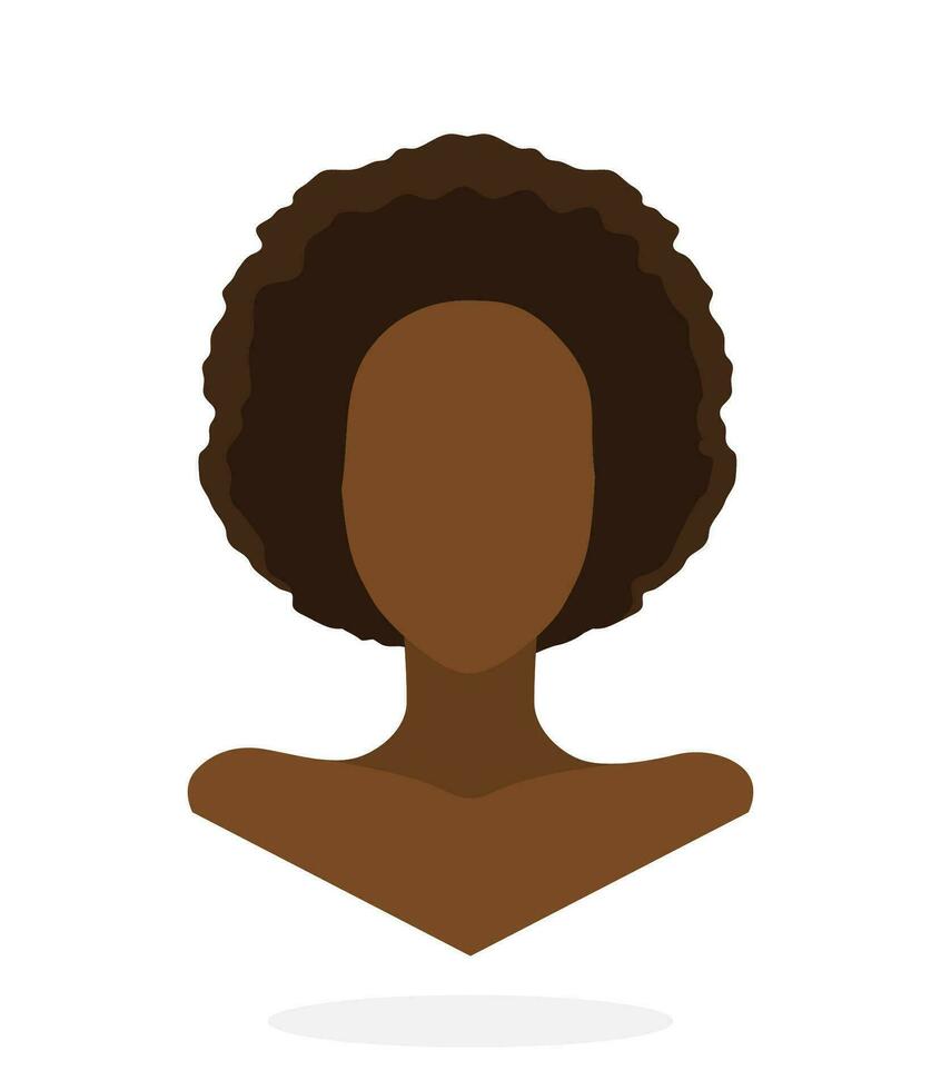 Flat style avatar of African American women with afro hairstyle. Vector Illustration. Design element isolated on white background