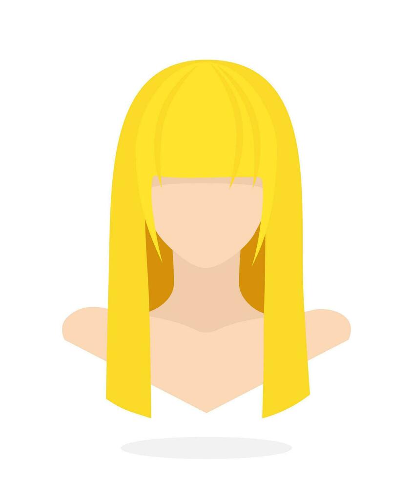 plano estilo avatar de europeo mujer con largo rubio pelo y franja. vector ilustración. diseño elemento aislado en blanco antecedentes