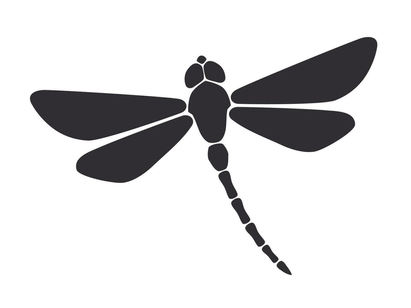 Flying Dragonfly silhouette. Simple template with insects. Vector Illustration. Design element isolated white background
