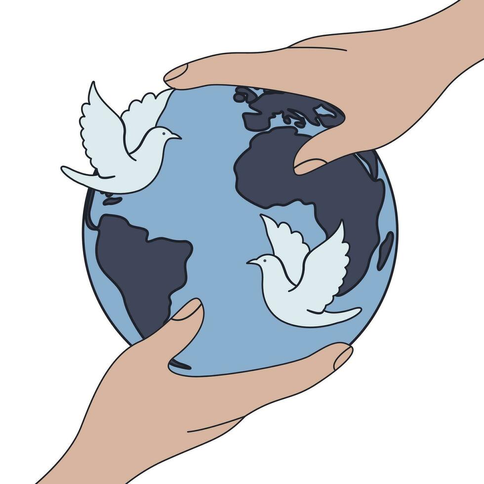 peace concept with earth globe vector
