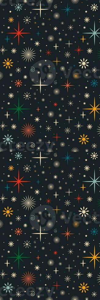 Bookmark with black retro Christmas pattern with stars photo