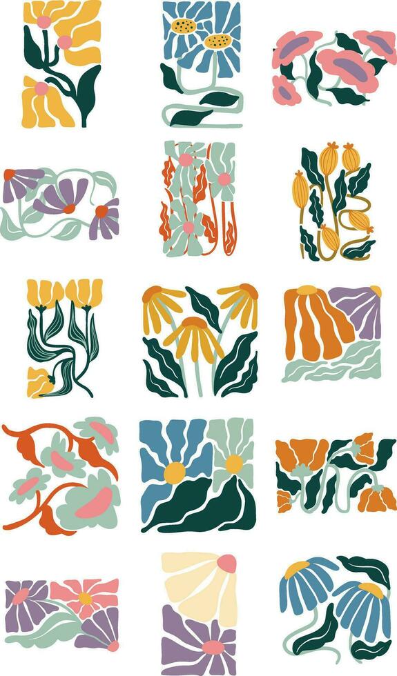 Colorful Matisse Flower Element Set vector
