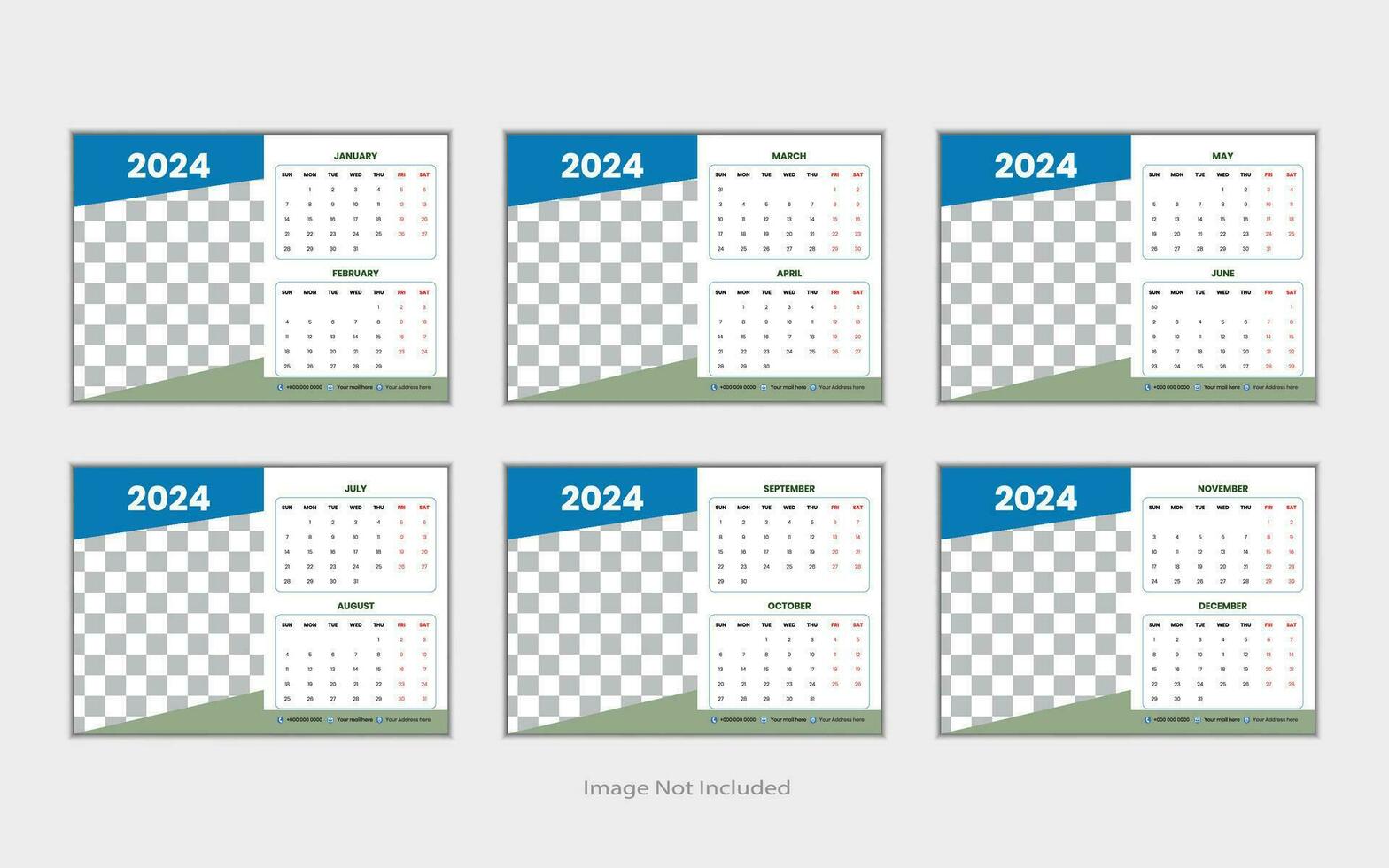 Calendar 2024 template design vector