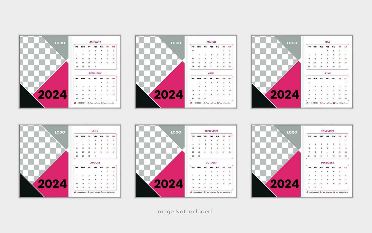 Calendar 2024 template design. vector