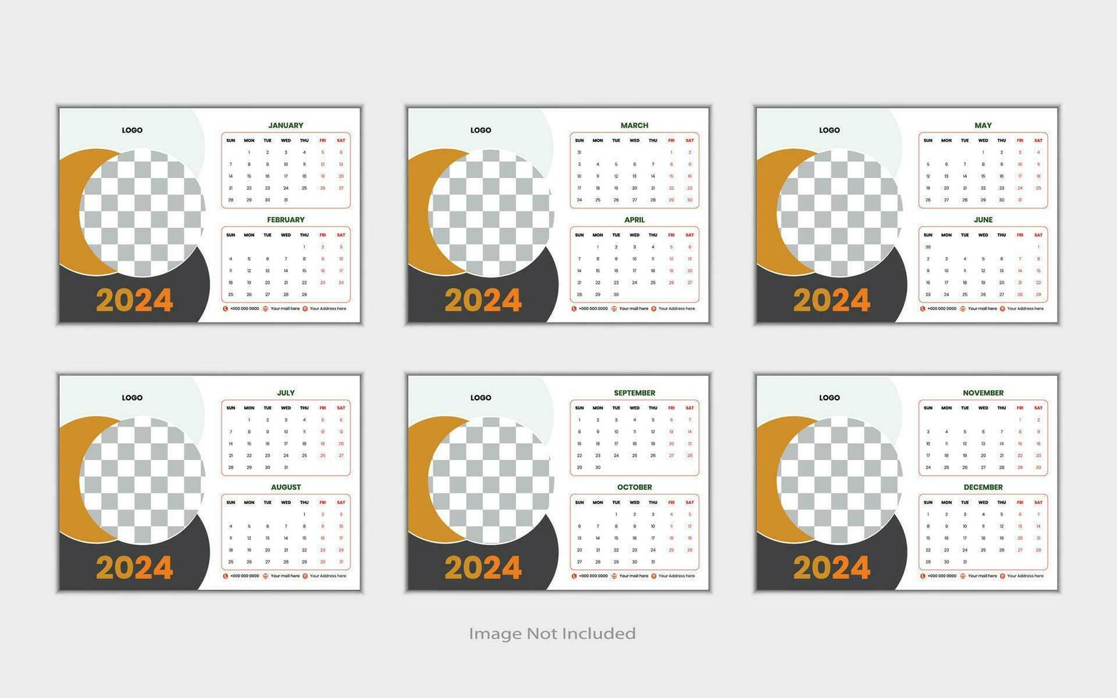 Calendar 2024 template design. vector